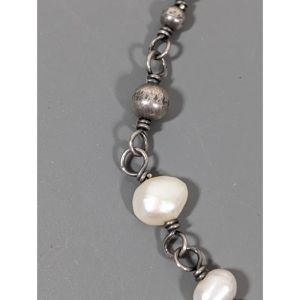 Silpada Retired 925 Clear Rock Crystal White Pearl‎ Necklace 18 in - Picture 5 of 11